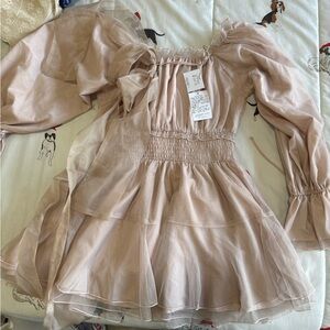 Elegant Sheer Puff Sleeve Dress